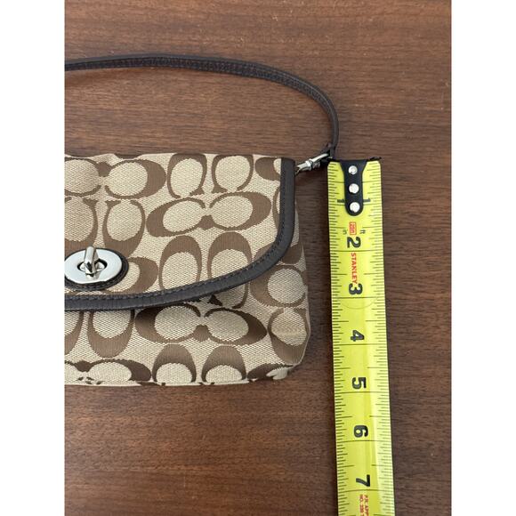 Vintage Y2K Coach Signature Canvas Turnlock Mini Bag Wristlet Brown - Picture 7 of 8